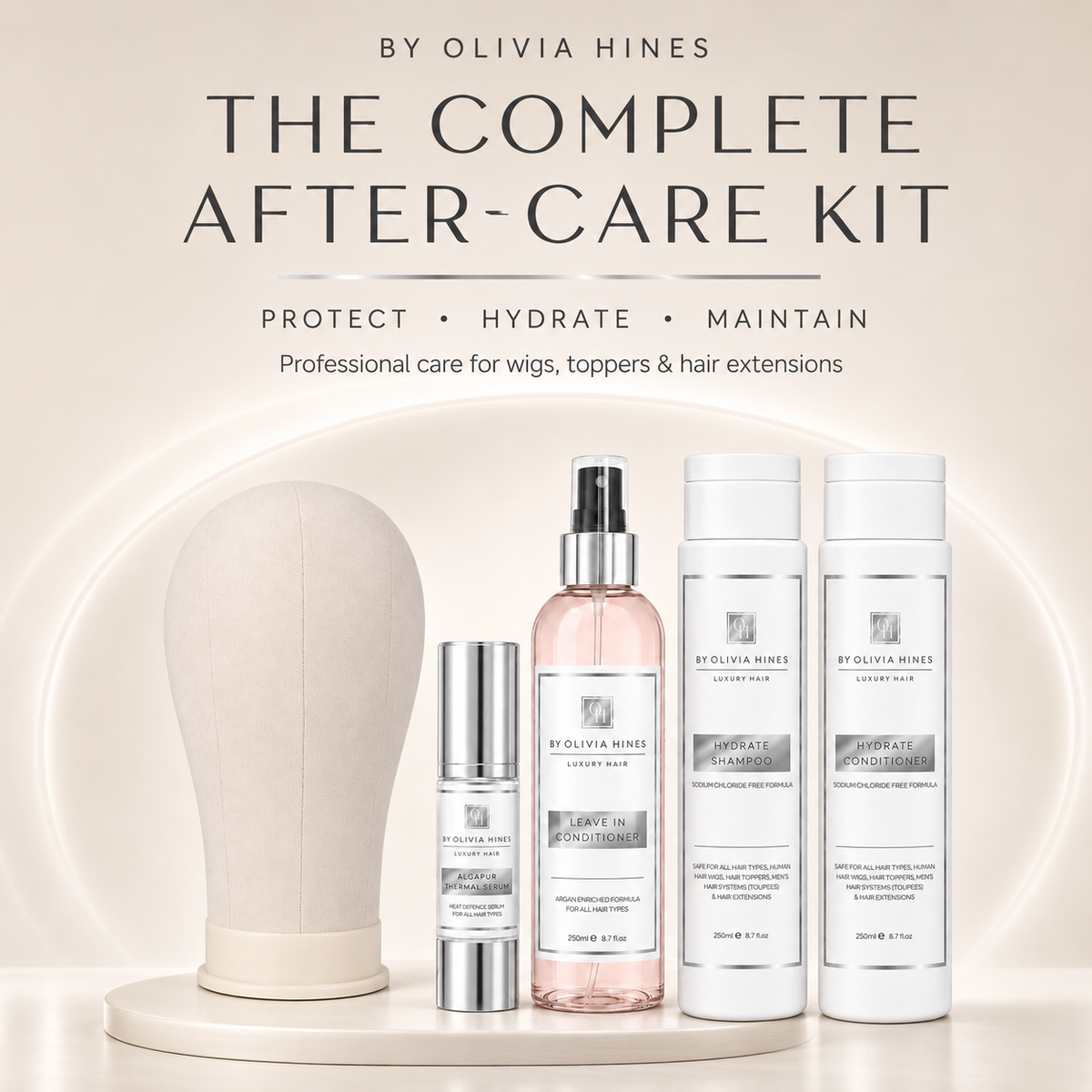 Wig & Topper starter kit aftercare package - with mannequin head