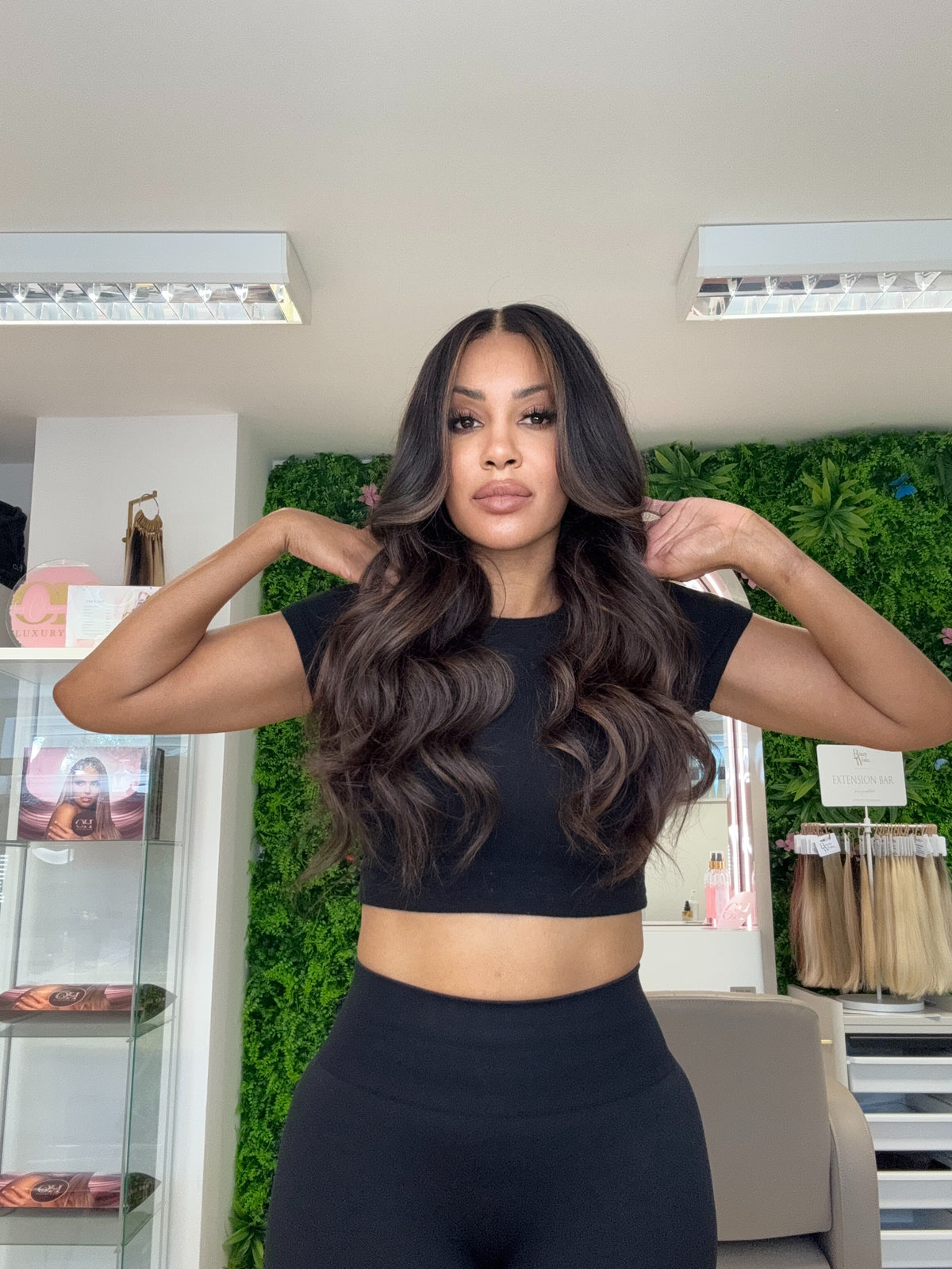 Serena - HD lace frontal human hair wig |dark chocolate brown with caramel highlights -glueless