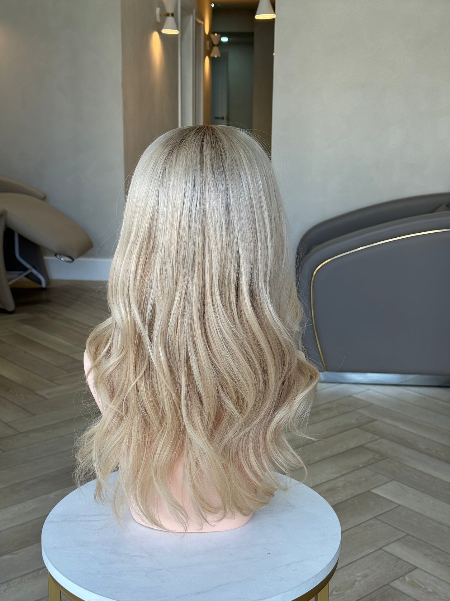 Monica HD lace frontal human hair wig| sandy blonde with shadow root