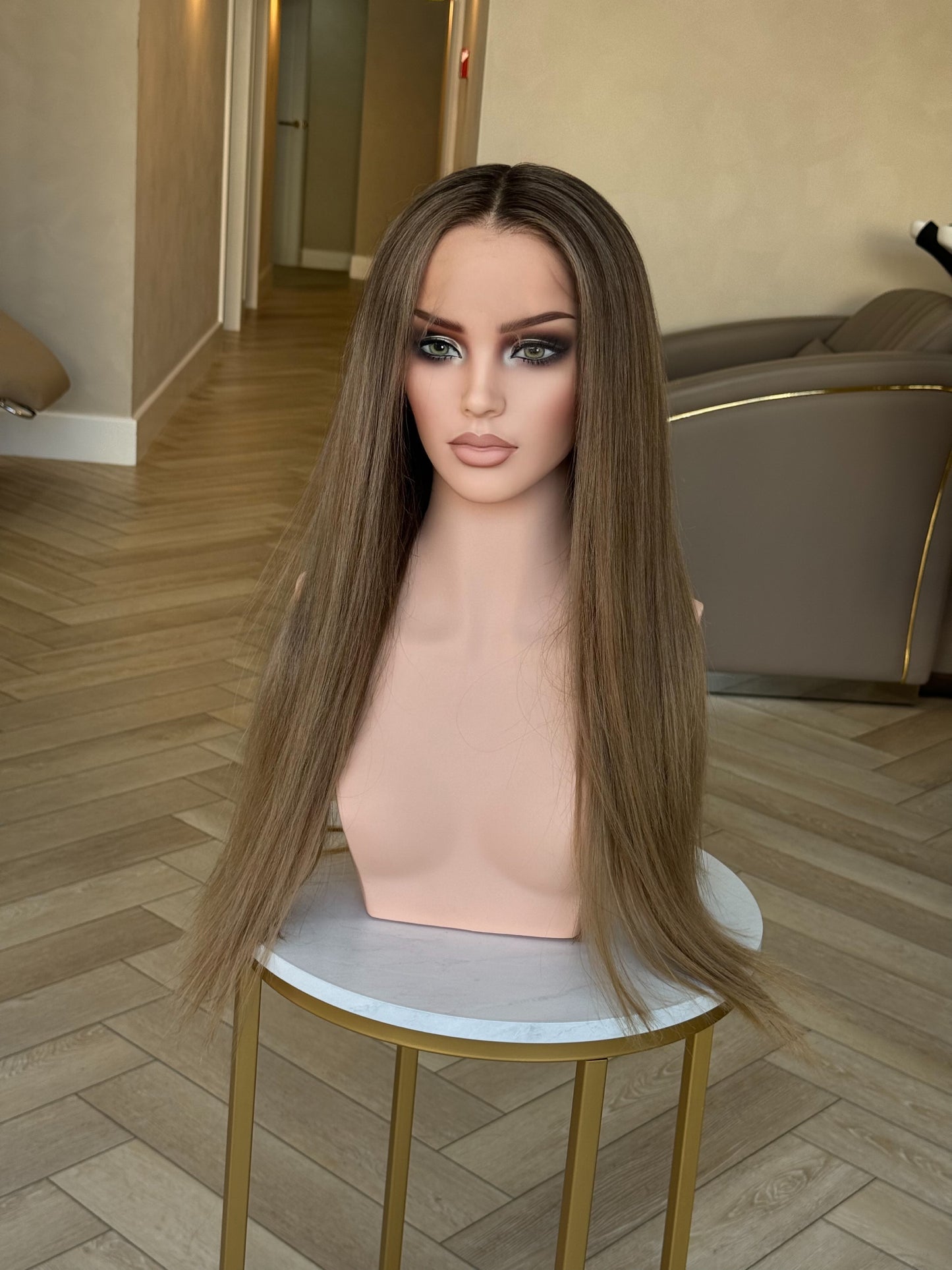 Sienna Hazell HD lace frontal human hair wig | dark blonde with shadow root