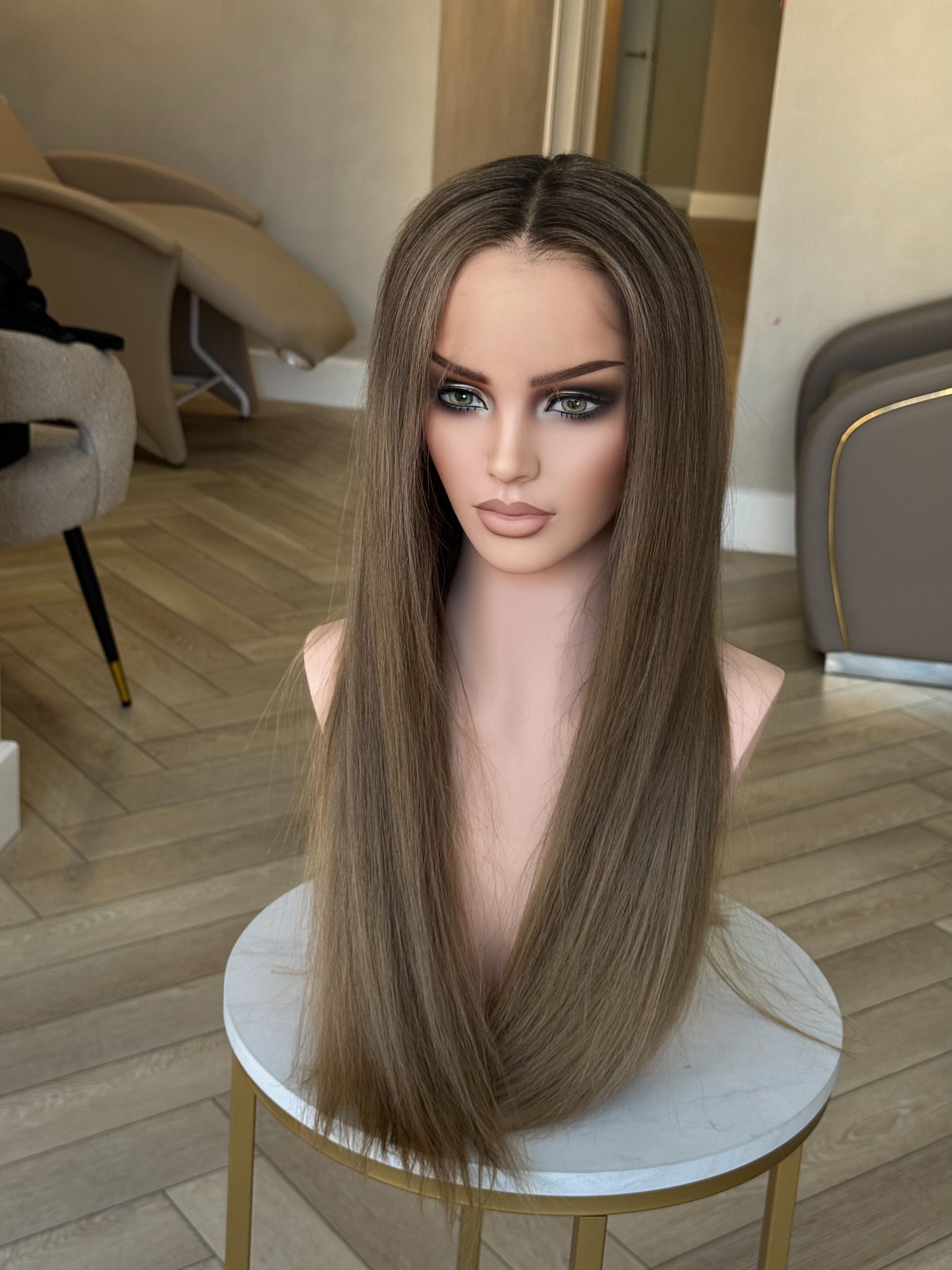 Sienna Hazell HD lace frontal human hair wig | dark blonde with shadow root