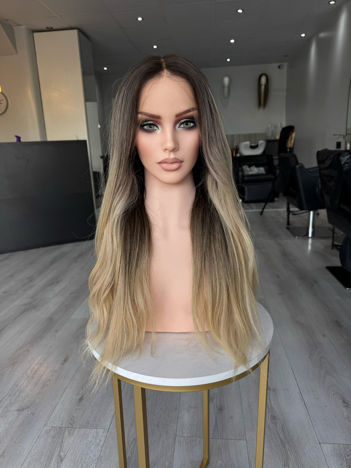 SORAYA HD LACE FRONTAL HUMAN HAIR WIG ASH BLONDE ROOT BALAYAGE WITH BLONDE ENDS