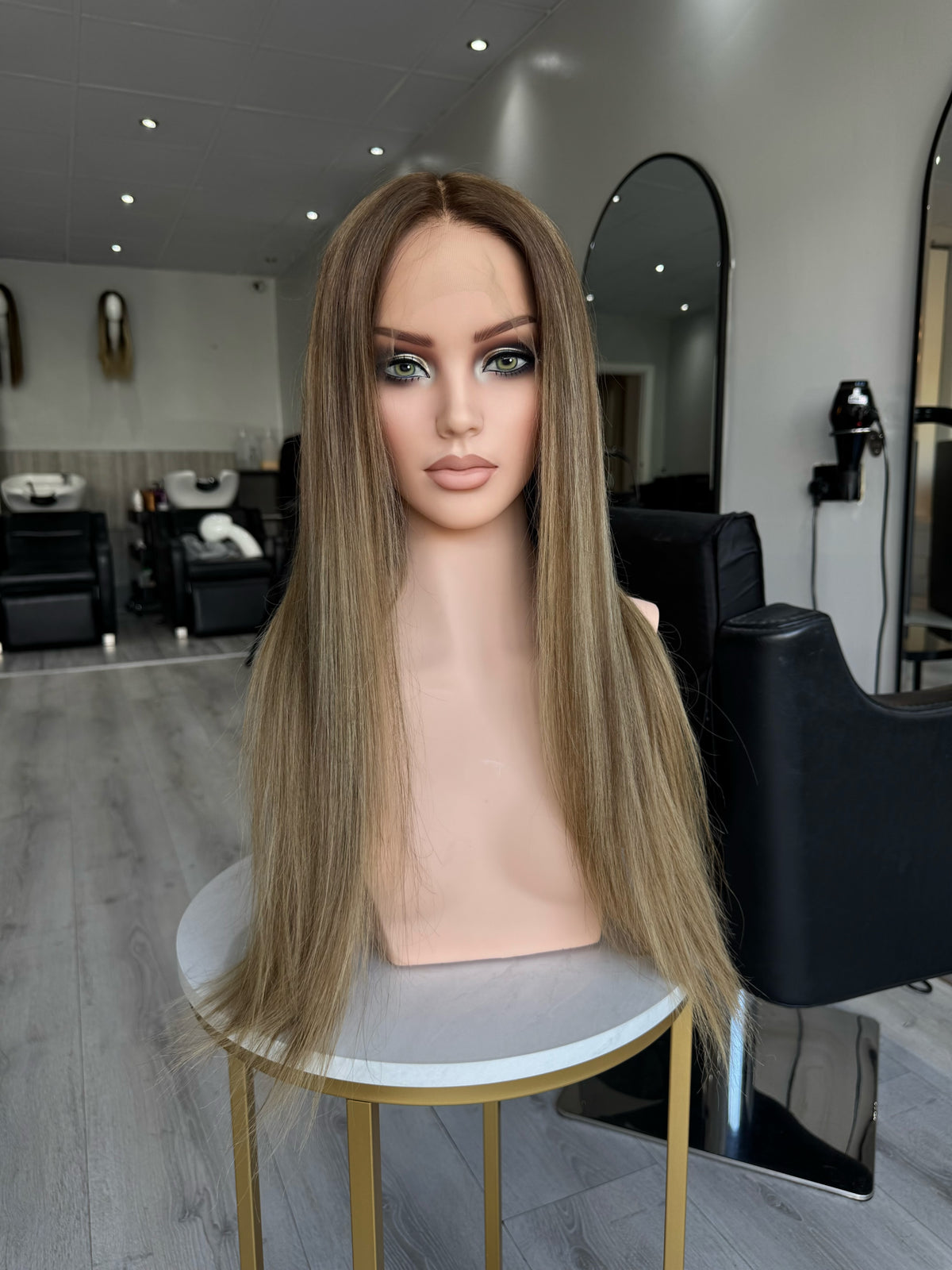 SERAPHINA HD LACE FRONTAL HUMAN HAIR WIG WARM BLONDE ROOT BALAYAGE