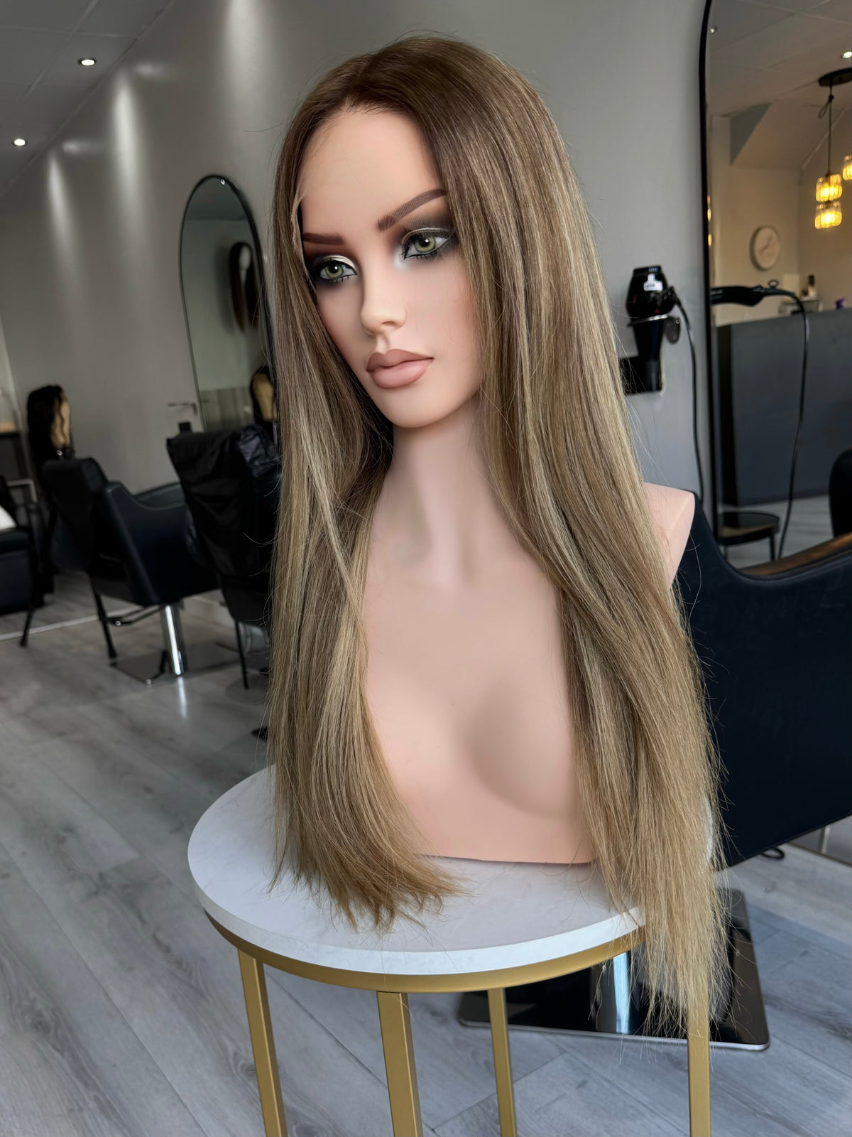 SERAPHINA HD LACE FRONTAL HUMAN HAIR WIG WARM BLONDE ROOT BALAYAGE